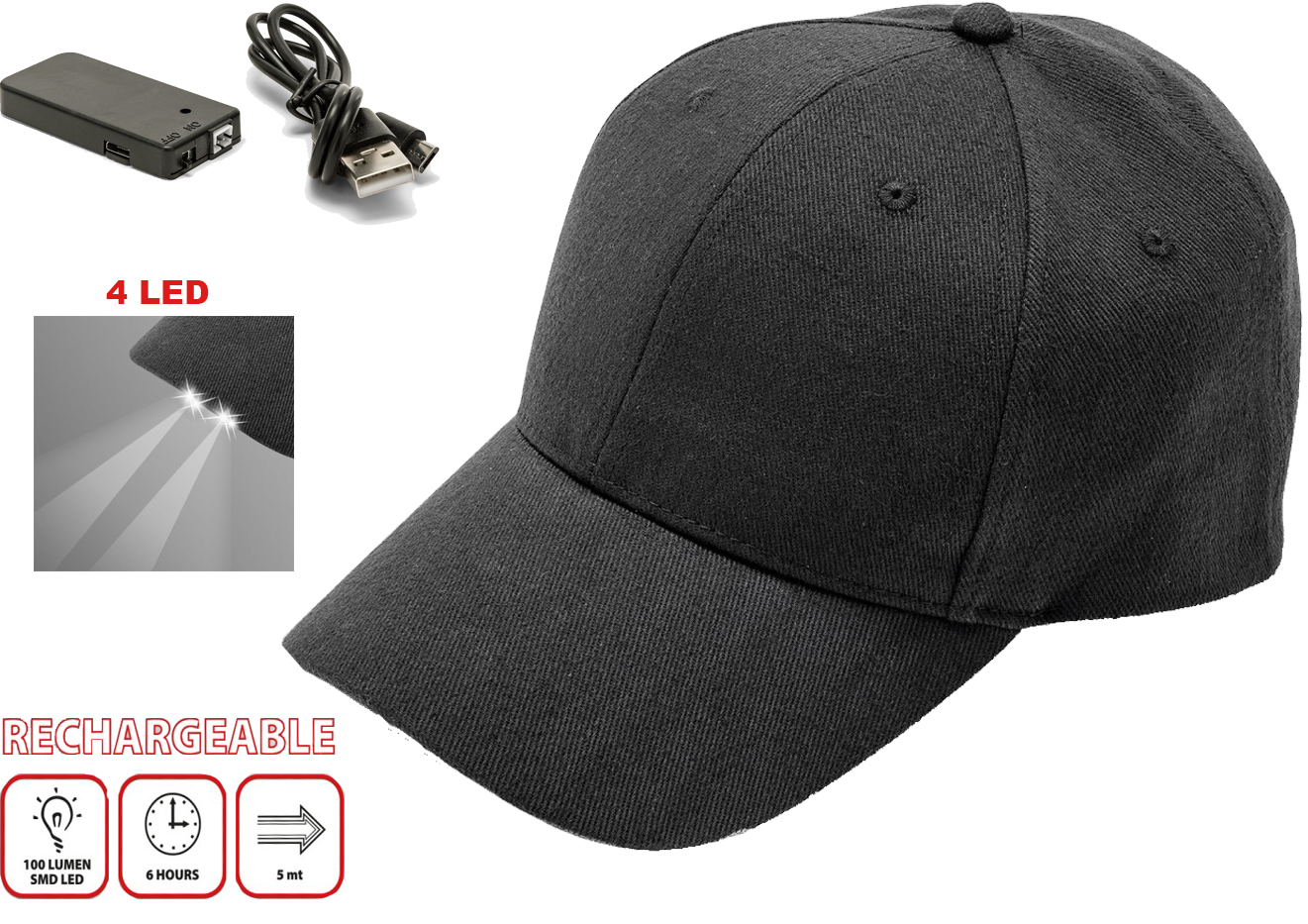 CAPPELLI LED BASEBALL NERI